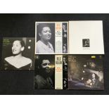 Four Billie Holiday vinyl records, The Golden Years volume one and three, Rare Recordings From the