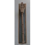 ROY SMITH (R.W.A. Wedgwood sculptor). A carved wooden sceptre, mounted on wood, inscribed ‘Hannah