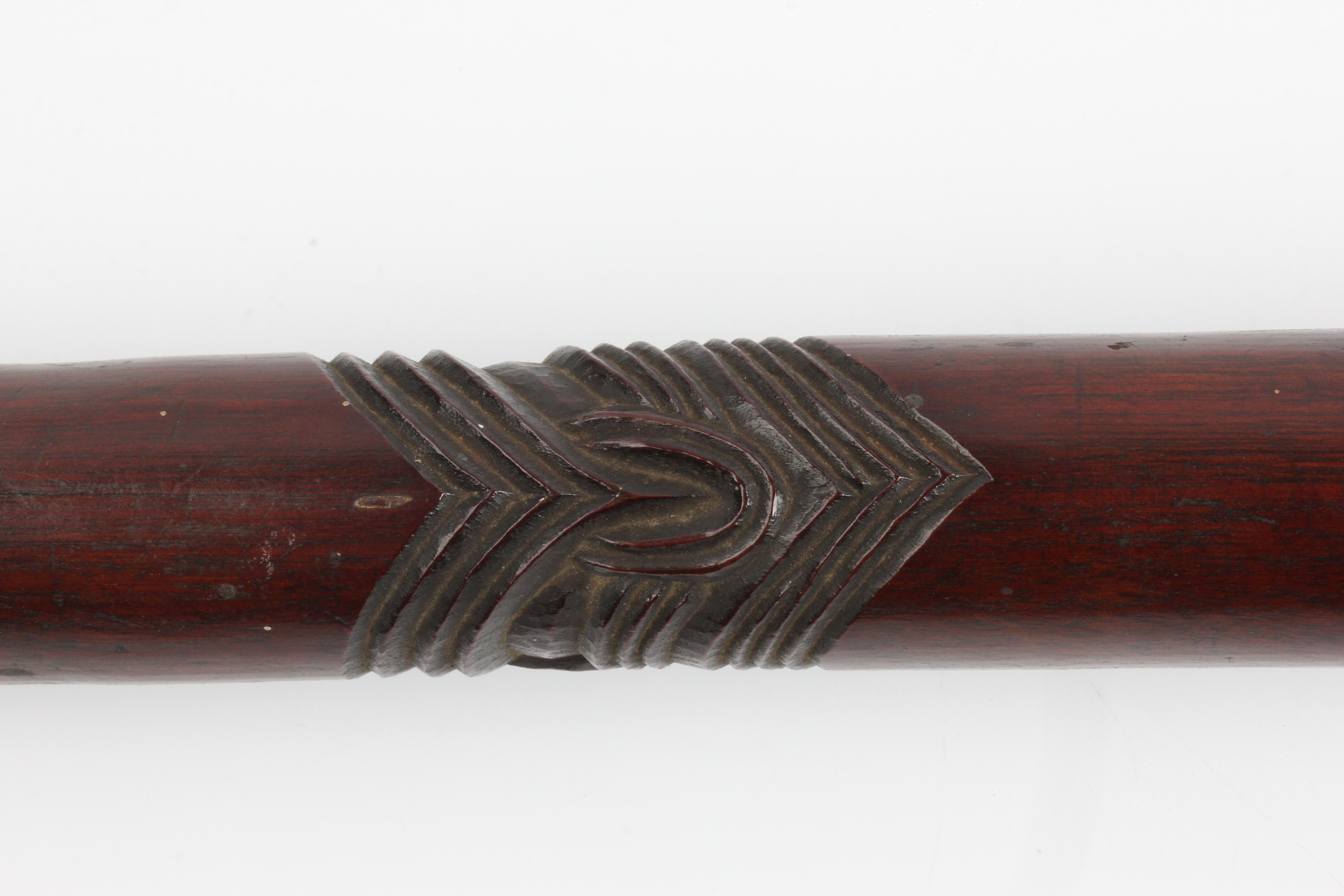 A 19th century Maori war canon steering paddle hoe, with two carved bands on handle shaft and carved - Image 4 of 25