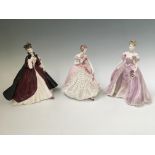 Three Coalport figures, The Wicked Lady, Champagne Waltz and The Fairytale Begins. IMPORTANT: Online
