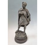 ROY SMITH (R.W.A. Wedgwood sculptor). Signed, dated 1921, painted plaster sculpture, Roman male