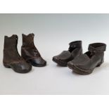 Two pairs of 19th century leather child's shoes. IMPORTANT: Online viewing and bidding only. No in