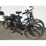 Two Raleigh black painted bicycles, with Terry and Brooks saddles. IMPORTANT: Online viewing and