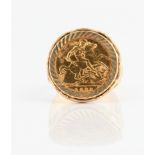 An Elizabeth II 1982 half sovereign mounted in a hallmarked 9ct yellow gold ring mount, ring size U,