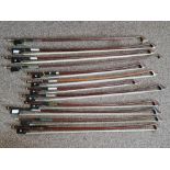 A selection of approx. Twelve cello bows. IMPORTANT: Online viewing and bidding only. Collection