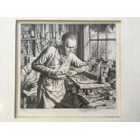 STANLEY ANDERSON. Framed, signed in pencil, titled ‘The Violin Maker’, line engraving, inscribed ‘