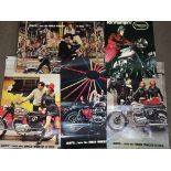 Five vintage motorbike posters to include Triumph and BSA. IMPORTANT: Online viewing and bidding