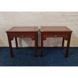 Two oriental hardwood tables with painted borders. IMPORTANT: Online viewing and bidding only.