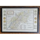 A framed map of Gloucestershire by Hermand Moll, 21cm x 33cm. IMPORTANT: Online viewing and