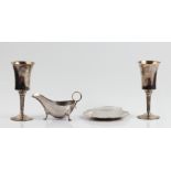 A collection of hallmarked silver, to include two goblets, approx, height 17cm, together with a