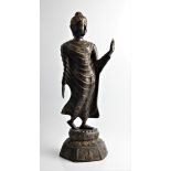 A bronze standing Buddha statue, approx. height 57cm. IMPORTANT: Online viewing and bidding only.