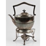 A Goldsmiths & Silversmiths Co. silver spirit kettle, the kettle having gadrooned lower body with