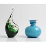 Two Holmegaard Denmark glass vases, one Napoli design in blue and white by Michael Bang, approx.