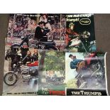 Five vintage motorbike posters to include Triumph and BSA. IMPORTANT: Online viewing and bidding