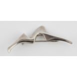 A silver abstract brooch by Ernest Blythe for George Tarratt, no. 2, hallmarked Birmingham 1961.