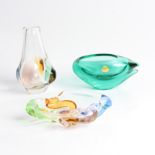 Three Czech glass pieces, a Miloslav Klinger for ZBS Zelezny Brod beryl green bowl, approx. width