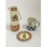 Crown Ducal 1937 Edward VIII commemorative coronation jug and saucer, together with George VI