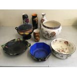 A selection of various Crown Ducal ware in various Oriental style patterns including bowl, vases,