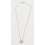 A VAN CLEEF & ARPELS Alhambra mother of pearl quatrefoil pendant, on a belcher link chain, plaque to