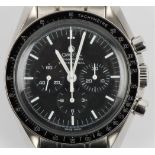 A gents Omega Speedmaster Professional Moonwatch, the black dial having hourly baton markers with
