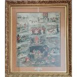 ALFRED CHARLES HAVELL. Framed print, titled ‘The Foxhunters Dream’, humorous depiction of foxes as
