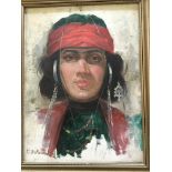 H. ZOHURIHN. Framed, signed, oil on canvas, portrait of a woman, 39cm x 29cm, together with A.