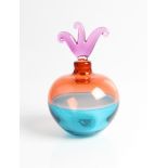 A Michael James Hunter Twists Scottish glass incalmo cherry bomb turquoise and red perfume bottle