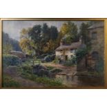 NORMAN NETHERWOOD. Framed, signed, dated c. 1912, watercolour on paper, the mill & stream above