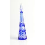 A Baccarat bohemian blue cut glass decanter with stopper, approx. height 41.5cm. IMPORTANT: Online