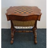 Victorian Walnut sewing table with games top IMPORTANT: Online viewing and bidding only.