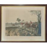 Framed fox hunting print, titled ‘Full Cry’, painted by J. F. Herring Snr, engraved by J.