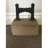 A cast iron set in concrete block boot scraper. IMPORTANT: Online viewing and bidding only.