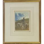 SIR FRANK DICKSEE (1853 - 1928). Framed and titled ‘War’, watercolour on paper, knight on horseback,