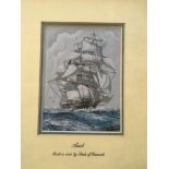 Two framed, woven in silk pictures, one titled ‘Ariel Built in 1865 by Steel of Greencock’ Cashs