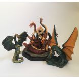 Three Holland Studio Craft Enchantica dragon figures, 10th Anniversary Massazauga, Vladdigor and Pia