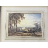 Framed, watercolour on paper, landscape with the Thames in background. A.V. Copley Fielding 1787-