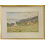 ISAAC COOKE (1846 - 1922). Framed, signed and titled ‘Old Cottage and Farmstead at Llanbedr’,