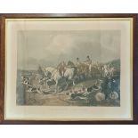 Framed fox hunting print, titled ‘The Find’, painted by J. F. Herring Snr, engraved by J.