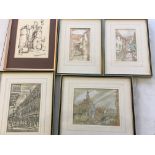 Five various pictures including pen and watercolours on paper, one by Len Hubbard study of