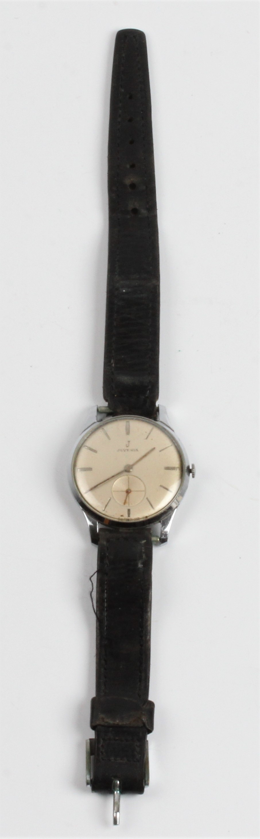 A gent's chrome Juvenia wrist watch, the champagne dial having hourly baton markers with - Bild 2 aus 2