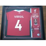 *A Liverpool FC Virgil Van Dijk signed limited edition shirt in frame. IMPORTANT: Online viewing and