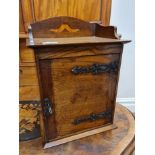 An oak single door smokers cabinet and an oak standard lamp IMPORTANT: Online viewing and bidding