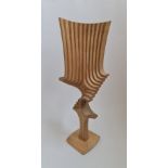 BRIAN WILLSHER. Signed to base, dated 1976, teak sculpture, geometric abstract form, approx.