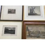 Two framed prints with two framed watercolours, including Samuel Palmer and Russell George