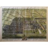 Two framed colour engravings from Britannia Illustrata, Badminton in the county of Gloucester by