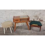 A G plan telephone table, with Sherborne fur stool and a footstool. IMPORTANT: Online viewing and