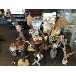 A selection of various bird figures, to include Franklin Mint eagles and owls, Sylvac owl,