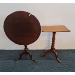 Two 19th century mahogany tilt top tables, one with round top IMPORTANT: Online viewing and