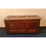 A late 18th century oak three panelled front blanket box IMPORTANT: Online viewing and bidding only.