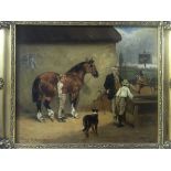 SYLVESTER MARTIN two framed, signed, one dated 1906, oil on canvas. One titled ‘Settling the